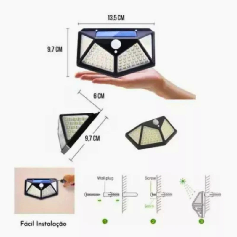 Luminária de Parede Solar com sensor