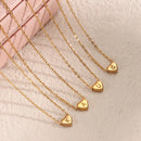 Ladies Minimalist Small Love Initial Necklace Jewelry Stainless Steel 18k Gold Plated Mini Heart Shape Letter Pendant Necklace