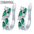 Wholesale Slver Color Luxury 925 Sterling Silver Earrings Flash Colorful CZ Zircon Ear Studs Earrings Women Cheap Brincos