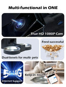 5G Automatic Cat Feeder With 1080p Camera Video WiFi Cat Food Dispenser Pet Smart Voice Recorder Remote Control Pet Auto Feeder