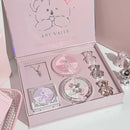 ART VALUE 7PC Makeup Sets Include 3 Colors Matte Lip Mud,1 Pressed Powder,1 Blush,1 Eyes Palette,1 Necklace Beauty Makeup Sets