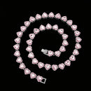 ZAKOL 45CM New Hip Hop Tennis Chain Bracelet Necklace Shiny Heart Rhinestone CZ Fashion Rock Party Jewelry Set