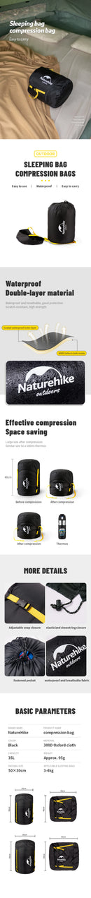 Naturehike Compression Stuff Sack Waterproof Compression Bag Outdoor Camping Sleeping Bag Compression Sack Storage Bags