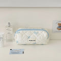 Cute Bow Flower Quilting Cotton Makeup Bag Women Zipper Cosmetic Organizer Female Cloth Handbag Portable Toiletry Case for Girls