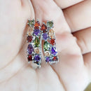 Wholesale Slver Color Luxury 925 Sterling Silver Earrings Flash Colorful CZ Zircon Ear Studs Earrings Women Cheap Brincos