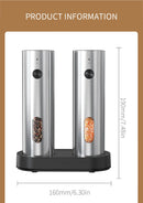USB Rechargeable Automatic Pepper Grinder Salt And Pepper Mill Adjustable Coarseness Spice Grinder with LED Light for Kitchen