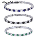 925 Sterling Silver Jewelry, 16cm-21cm Tennis Bracelet 4mm Crystal Zircon Anniversary Gift Women's Sterling Silver Bracelet
