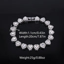 ZAKOL 45CM New Hip Hop Tennis Chain Bracelet Necklace Shiny Heart Rhinestone CZ Fashion Rock Party Jewelry Set