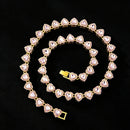 ZAKOL 45CM New Hip Hop Tennis Chain Bracelet Necklace Shiny Heart Rhinestone CZ Fashion Rock Party Jewelry Set