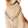 Gold Chain Dog Collar 15mm Wide Heavy Duty Metal Cuban Link Dog Slip Chain Collar Dog Necklace Fashion Pet Jewelry Accessories