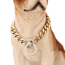 Gold Chain Dog Collar 15mm Wide Heavy Duty Metal Cuban Link Dog Slip Chain Collar Dog Necklace Fashion Pet Jewelry Accessories