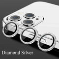 Glitter Camera Lens Protector For iPhone 15 Pro Max 14 11 12 13 Mini 9H Tempered Glass Screen Protector Cover Film Metal Ring