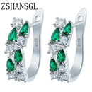 Wholesale Slver Color Luxury 925 Sterling Silver Earrings Flash Colorful CZ Zircon Ear Studs Earrings Women Cheap Brincos