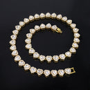 ZAKOL 45CM New Hip Hop Tennis Chain Bracelet Necklace Shiny Heart Rhinestone CZ Fashion Rock Party Jewelry Set