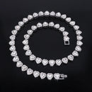 ZAKOL 45CM New Hip Hop Tennis Chain Bracelet Necklace Shiny Heart Rhinestone CZ Fashion Rock Party Jewelry Set