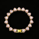 ZAKOL 45CM New Hip Hop Tennis Chain Bracelet Necklace Shiny Heart Rhinestone CZ Fashion Rock Party Jewelry Set