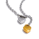 Yhpup 50cm Valentine's Day Gift Stainless Steel Heart Love Pendant Chain Necklace Gold Silver Color Charm Fashion Jewelry Gift