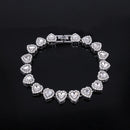 ZAKOL 45CM New Hip Hop Tennis Chain Bracelet Necklace Shiny Heart Rhinestone CZ Fashion Rock Party Jewelry Set