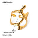 Uworld Minimalist Line Ring 18K Gold Color Plated Stainless Steel Stackable Hollow Ring Women's Jewelry Adjustable Ring Party Gi