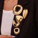 Loe | Stainless Steel Geometric Brooch New Plated 18k Gold Clothing Accessories High Quality Irregular Jewelry