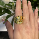 Uworld Minimalist Line Ring 18K Gold Color Plated Stainless Steel Stackable Hollow Ring Women's Jewelry Adjustable Ring Party Gi