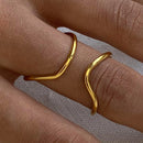 Uworld Minimalist Line Ring 18K Gold Color Plated Stainless Steel Stackable Hollow Ring Women's Jewelry Adjustable Ring Party Gi