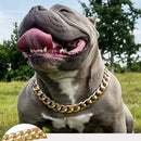 Gold Chain Dog Collar 15mm Wide Heavy Duty Metal Cuban Link Dog Slip Chain Collar Dog Necklace Fashion Pet Jewelry Accessories