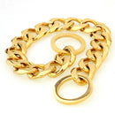 Gold Chain Dog Collar 15mm Wide Heavy Duty Metal Cuban Link Dog Slip Chain Collar Dog Necklace Fashion Pet Jewelry Accessories