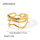 Uworld Minimalist Line Ring 18K Gold Color Plated Stainless Steel Stackable Hollow Ring Women's Jewelry Adjustable Ring Party Gi