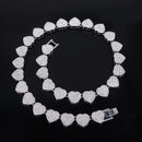 ZAKOL 45CM New Hip Hop Tennis Chain Bracelet Necklace Shiny Heart Rhinestone CZ Fashion Rock Party Jewelry Set