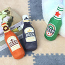 Plush Dog Toys Beer Bottle Shaped for Small & Large Dogs Bite Resistant Clean Teeth with Squeaky Interactive Function Pet Suppl