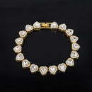 ZAKOL 45CM New Hip Hop Tennis Chain Bracelet Necklace Shiny Heart Rhinestone CZ Fashion Rock Party Jewelry Set