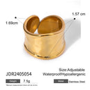Uworld Minimalist Line Ring 18K Gold Color Plated Stainless Steel Stackable Hollow Ring Women's Jewelry Adjustable Ring Party Gi