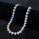 ZAKOL 45CM New Hip Hop Tennis Chain Bracelet Necklace Shiny Heart Rhinestone CZ Fashion Rock Party Jewelry Set