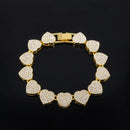 ZAKOL 45CM New Hip Hop Tennis Chain Bracelet Necklace Shiny Heart Rhinestone CZ Fashion Rock Party Jewelry Set