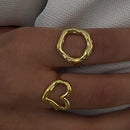 Uworld Minimalist Line Ring 18K Gold Color Plated Stainless Steel Stackable Hollow Ring Women's Jewelry Adjustable Ring Party Gi