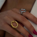 Uworld Minimalist Line Ring 18K Gold Color Plated Stainless Steel Stackable Hollow Ring Women's Jewelry Adjustable Ring Party Gi