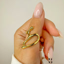 Uworld Minimalist Line Ring 18K Gold Color Plated Stainless Steel Stackable Hollow Ring Women's Jewelry Adjustable Ring Party Gi