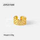 Uworld Minimalist Line Ring 18K Gold Color Plated Stainless Steel Stackable Hollow Ring Women's Jewelry Adjustable Ring Party Gi