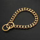 Gold Chain Dog Collar 15mm Wide Heavy Duty Metal Cuban Link Dog Slip Chain Collar Dog Necklace Fashion Pet Jewelry Accessories