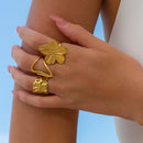 Uworld Minimalist Line Ring 18K Gold Color Plated Stainless Steel Stackable Hollow Ring Women's Jewelry Adjustable Ring Party Gi