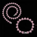 ZAKOL 45CM New Hip Hop Tennis Chain Bracelet Necklace Shiny Heart Rhinestone CZ Fashion Rock Party Jewelry Set
