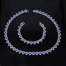 ZAKOL 45CM New Hip Hop Tennis Chain Bracelet Necklace Shiny Heart Rhinestone CZ Fashion Rock Party Jewelry Set