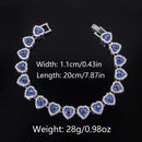 ZAKOL 45CM New Hip Hop Tennis Chain Bracelet Necklace Shiny Heart Rhinestone CZ Fashion Rock Party Jewelry Set
