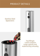 USB Rechargeable Automatic Pepper Grinder Salt And Pepper Mill Adjustable Coarseness Spice Grinder with LED Light for Kitchen