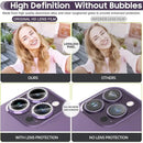 Glitter Camera Lens Protector For iPhone 15 Pro Max 14 11 12 13 Mini 9H Tempered Glass Screen Protector Cover Film Metal Ring