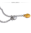 Yhpup 50cm Valentine's Day Gift Stainless Steel Heart Love Pendant Chain Necklace Gold Silver Color Charm Fashion Jewelry Gift