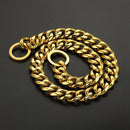 Gold Chain Dog Collar 15mm Wide Heavy Duty Metal Cuban Link Dog Slip Chain Collar Dog Necklace Fashion Pet Jewelry Accessories