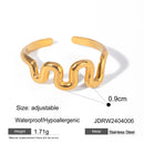 Uworld Minimalist Line Ring 18K Gold Color Plated Stainless Steel Stackable Hollow Ring Women's Jewelry Adjustable Ring Party Gi