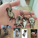 Personalized Customized Pet Cat Dog Portrait Photo Exquisite Key Chain Stainless Steel Cute Animal Design Pendant Jewelry Gifts